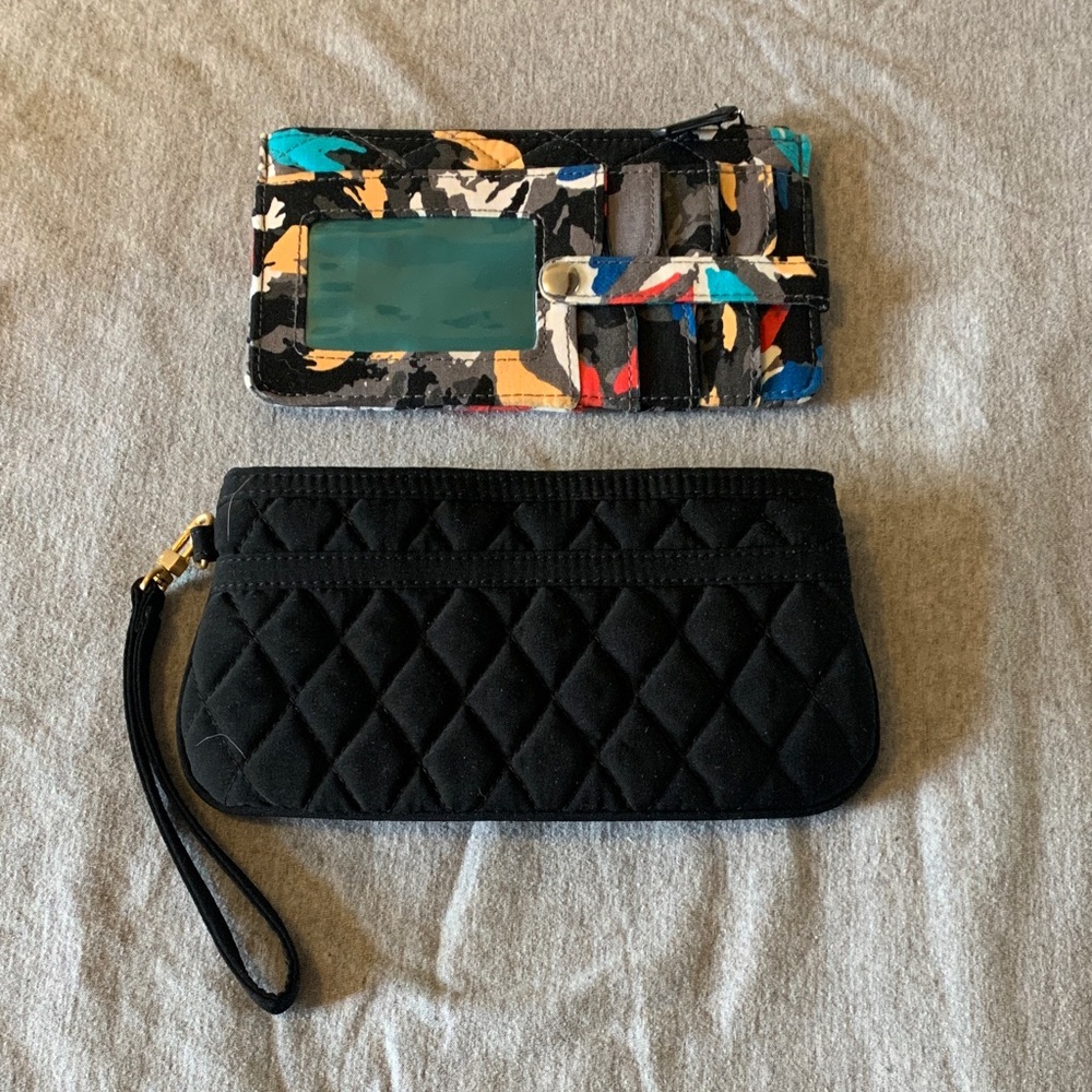 Vera Bradley Black Quilted Wristlet and Multicolor Card Holder